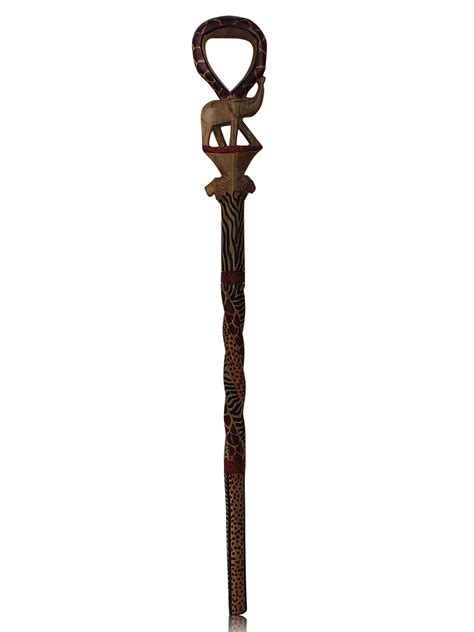 Kenyan Elephant And Lion Natural African Decorative Walking Cane The