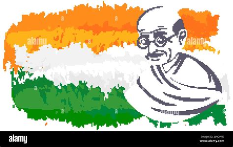 Mahatma Gandhi With India Flag Illustration Stock Vector Image And Art