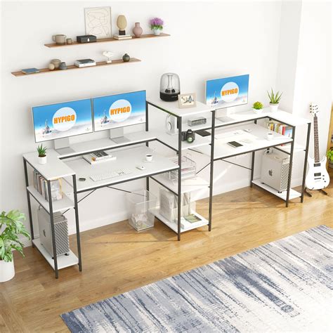Buy Hypigo 109 Inches White Double Computer Desk Extra Long Two Person