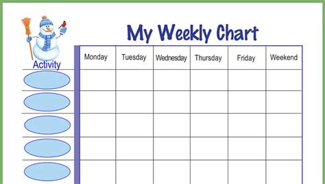 Snowman Weekly Behavior Chart Acn Latitudes