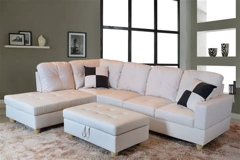 Ponliving Furniture L Shape Traditional Sectional Sofa Set With Ottoman