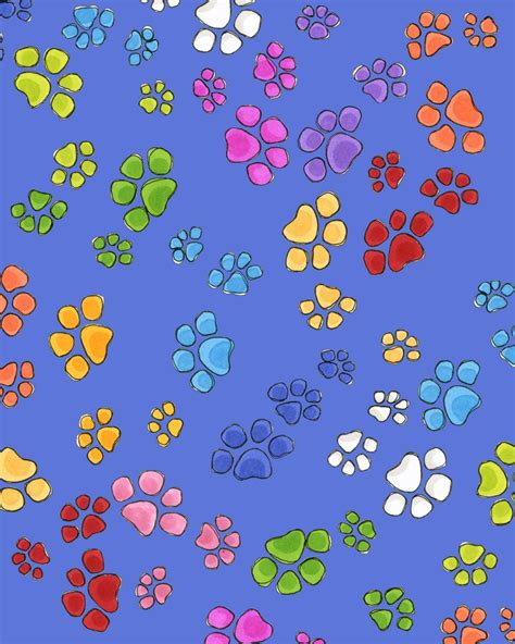 Specialty Fabrics Colorful Paws On Blue Go Paws By Loralie Harris For
