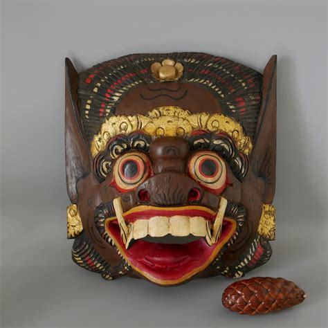 Balinese Barong Mask H33cm Polychrome Handpainted Carved Etsy