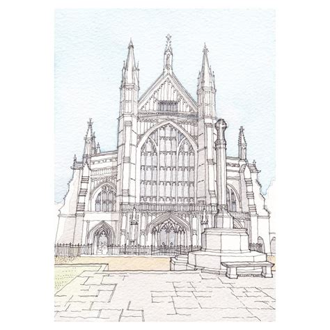 Winchester Cathedral In Juneoriginal Pen And Watercolour Etsy