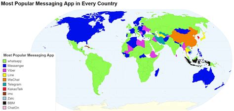 Most Popular Messaging App By Country Vivid Maps