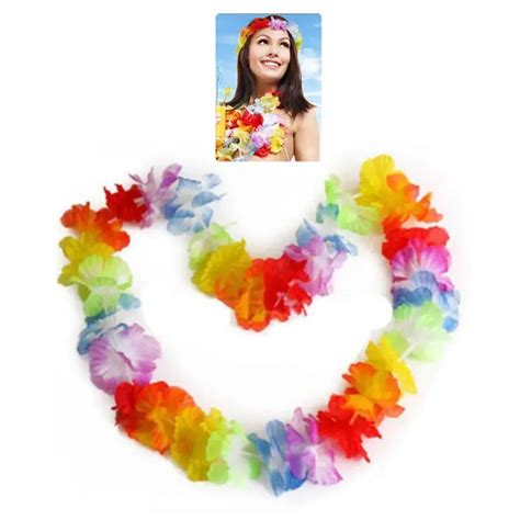 10pcs Hawaiian Flower Leis Garland Necklace Fancy Dress Party Colorful