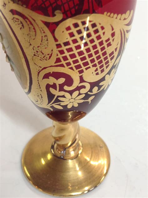 Murano Glass Italy Vintage Vase Ruby Red 24k Gold Gilt Hand Etsy