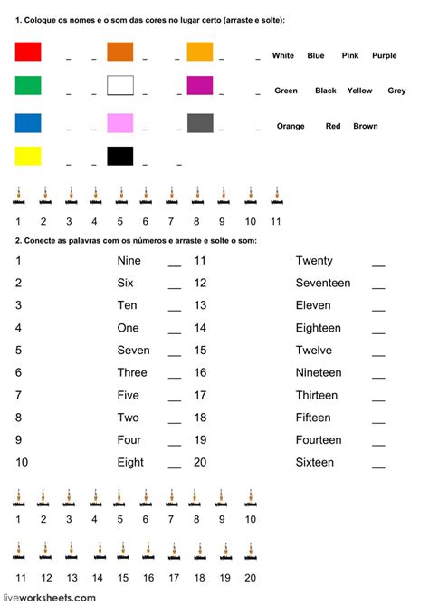 Download for free these available mathematics activity sheets for quarter 1, week 1. Colours - numbers 1 - 20 worksheet