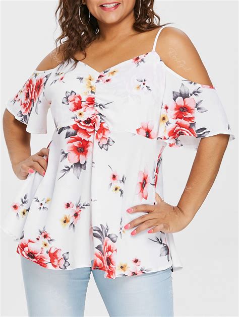 [31 off] rosegal plus size sweetheart neck floral blouse rosegal