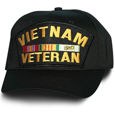 Vietnam Veteran With Ribbon Patch Black Ball Cap North