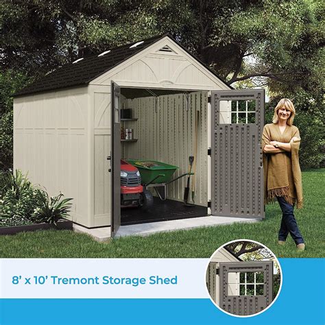 [Open Box] Suncast Tremont Storage Shed: Robust Sand-Hued 8’x10′ Resin