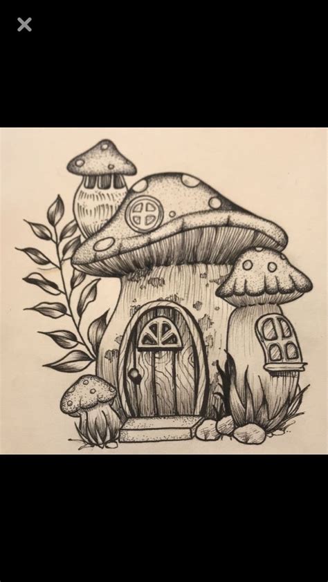 Fairy House Drawing Fairy Drawings Fairy House Drawing Mushroom Drawing