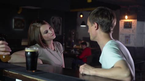 The Girl Guy Are Sitting At Bar Chatting Man Stock Footage Sbv 334150406 Storyblocks