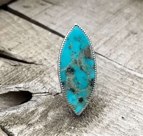Large Blue Silver Mexican Turquoise Sterling Silver Statement Ring