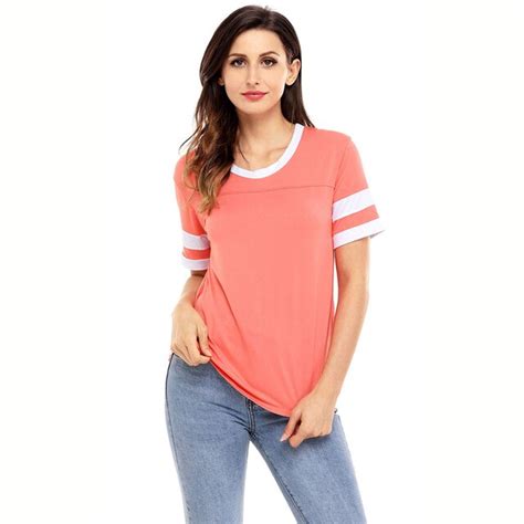 2018 Summer Women Top Tshirt Plus Size Cotton Stripe Short Sleeve T
