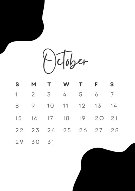 October 2023 Calendar Template Postermywall