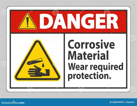Danger Sign Corrosive Materialswear Required Protection Stock Vector