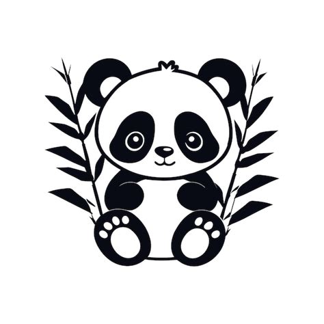 Vector Libre Lindo Panda Con Bambú Vector Premium