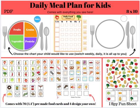 Daily Meal Plan For Kids Digital Download Daily Food Chart Etsy