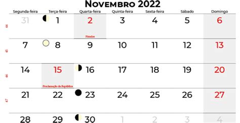 Novembro 2022 Calendarena
