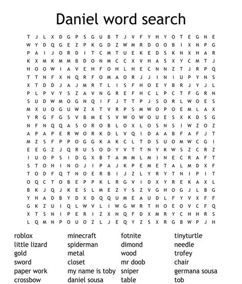 Daniel Word Search Wordmint