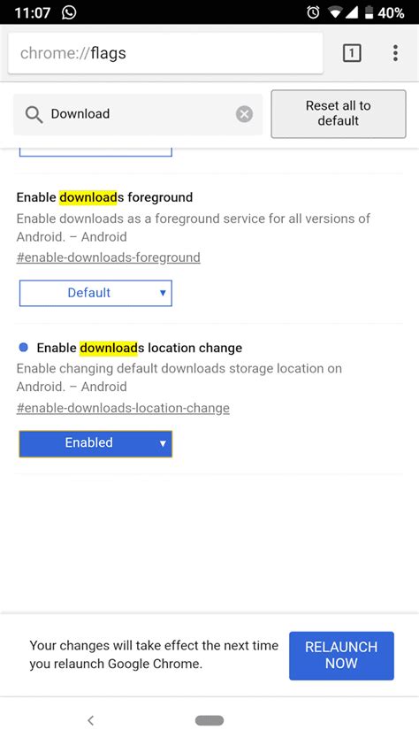 But the developer version of chrome step 3: Change Download Location on Chrome for Android - Chrome Story