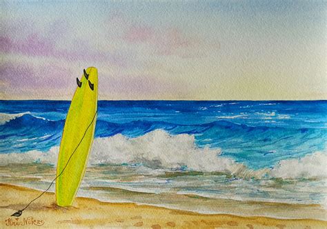 Surfing Painting Seascape Watercolor Original Art 8 By 12 Etsy