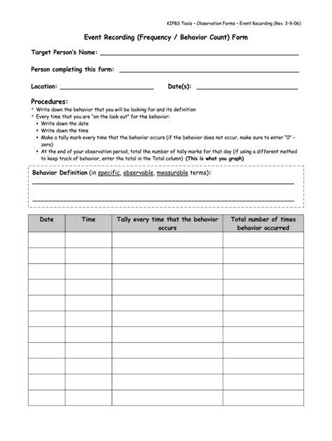 Event Recording Data Sheet Fill Online Printable Fillable Blank