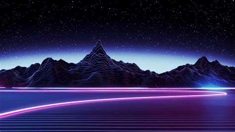 Download Desktop Neon Mountain Wallpaper Dark Aesthetic By