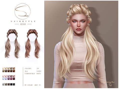 The Sims Resource Double Long Braid Hair Suja 021222