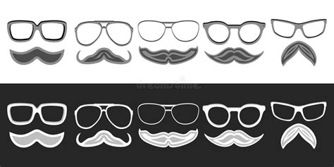 Set Of Hipster Nerd Glasses And Stylish Mustaches Stock Vector Illustration Of Moustache Icon
