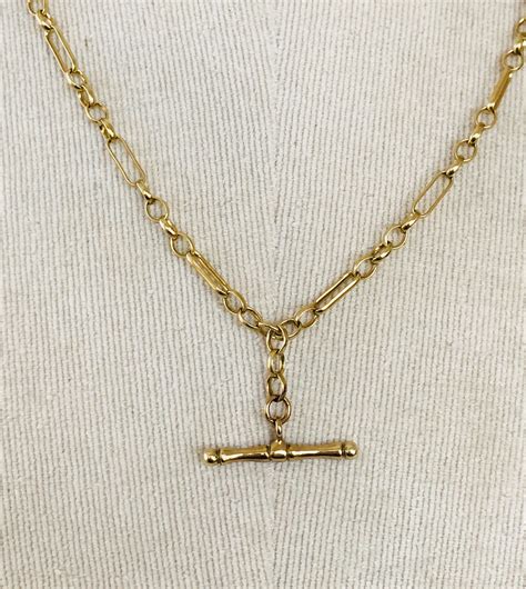 Lovely Vintage 9ct Gold 20 Inch Fancy Link T Bar Necklace Fully