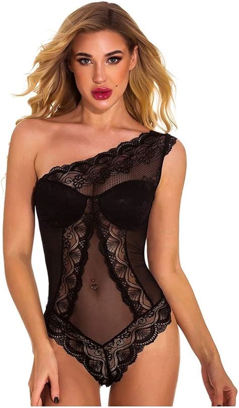 Ladies Bodysuit Sexy Black Lace Hollow Out Backless Lingerie Nightwear Soft Underwear