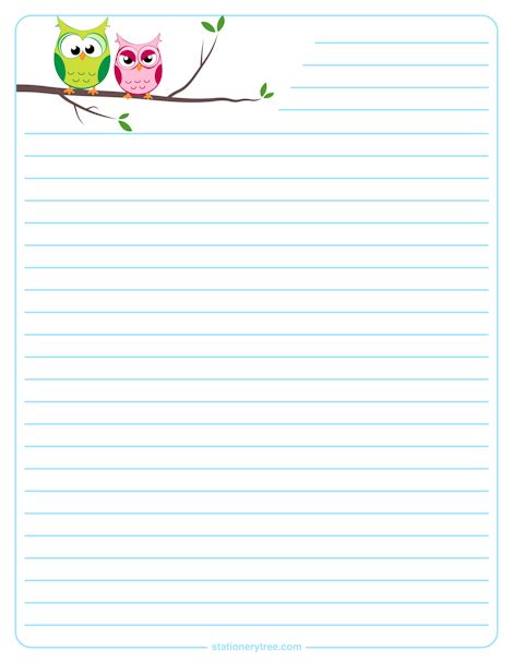Fantastic Owl Writing Paper Free Printable Hello Kitty Coloring Pages