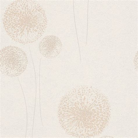 Flower Petal Pattern White Brown Wallpaper Floral Leaf Motif Non Woven