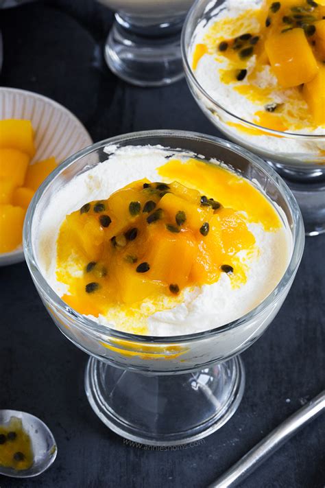 In a separate bowl mix together melted chocolate, passion fruit pulp and egg yolks. Mango and Passion Fruit Mousse - Annie's Noms