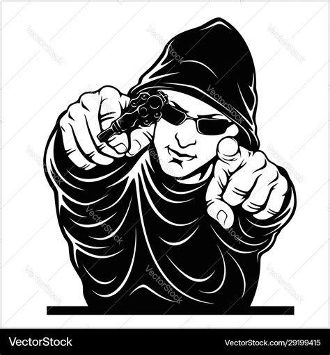 Gangster With Gun Ghetto Warriors Royalty Free Vector Image