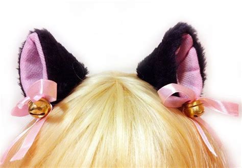 Pink And Black Cat Ears Headband Ibikinicyou