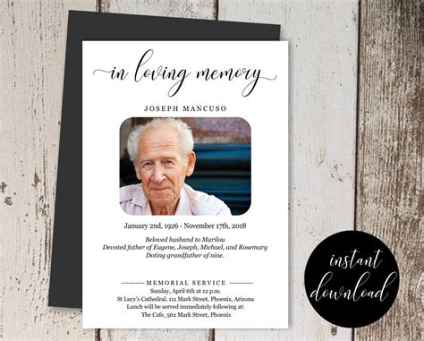 Funeral Announcement Designs Examples