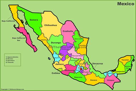State Map Of Mexico State Map Mexico Central America Americas