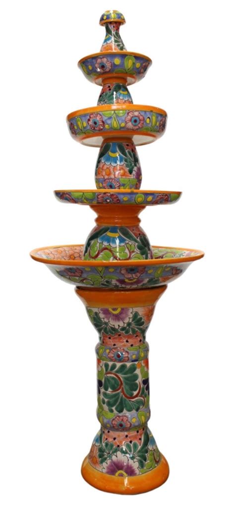 Mexican Talavera Fountain Handcrafted Gloria Yellow Includes Water Pump