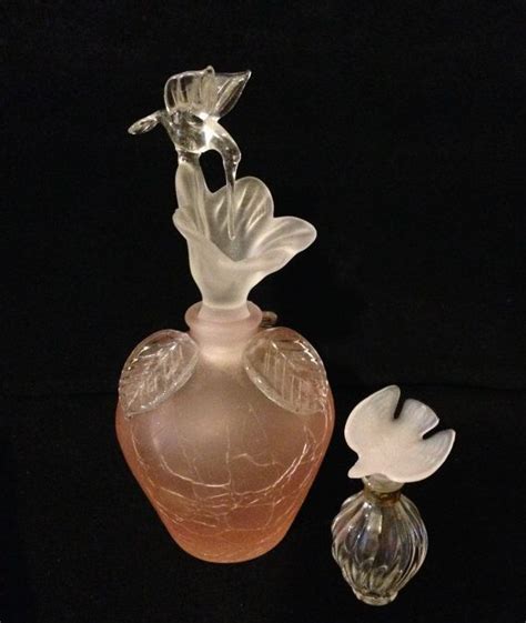 Hummingbird Frosted Glass Perfume Bottle Vintage By Thepokeypoodle Cottage Chic Decor Shabby