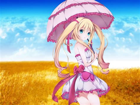 Female Anime Character With Pink Umbrella Hd Wallpaper Wallpaper Flare
