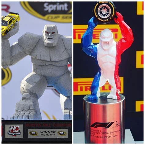 Still better than the gorilla trophy of the french gp. Formula 1 copying NASCAR with the trophy for the French GP ...