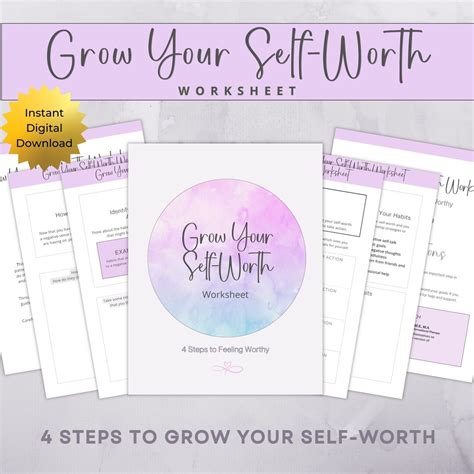 Self Worth Worksheet Self Esteem Workbook Self Worth Journal Self Love Journal Prompts Self