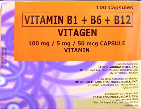 Vitamin B1 B6 B12 Capsule 100s Vitagen Bambang Pharmaceutical