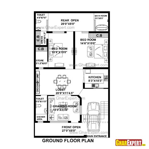 House Plan For 33 Feet By 55 Feet Plot Plot Size 202 Square Yards