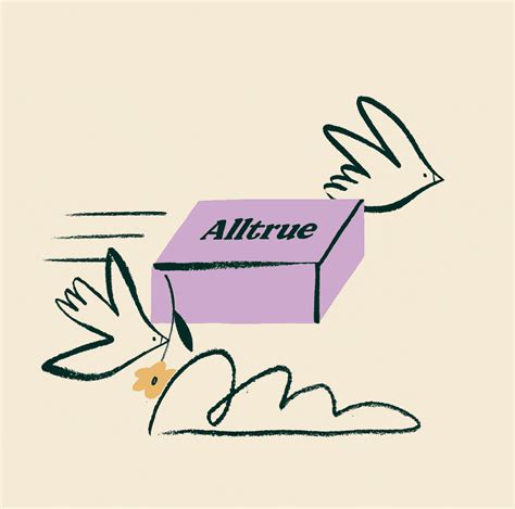 an illustration of a box with the word allure on it flying through the air