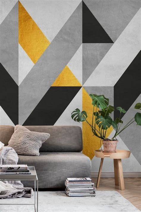 Interior With Geometric Art Living Room Wall Painting Living Room