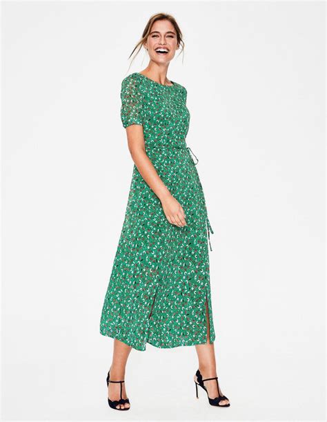 Jane Midi Dress Highland Green Blossom Vine Boden Womens Midi Dresses